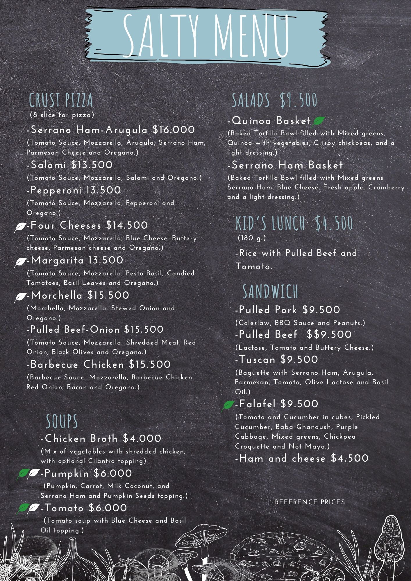 Menú cafetería Termas del Sol 3